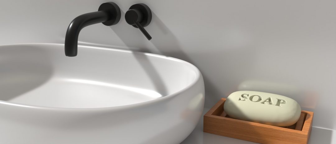 sink basin and faucet bathroom interior black tap and white washbasin 3d illustration.jpg